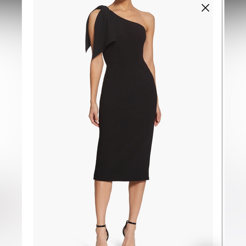 Dress the Population Black One-Shoulder Midi Dress